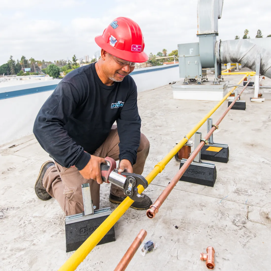 Commercial water heater repair on a commercial job